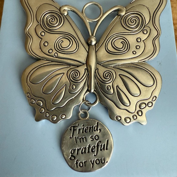 Silver and Gold Butterfly Necklace, purse charm, ornament, friendship charm - Picture 9 of 10